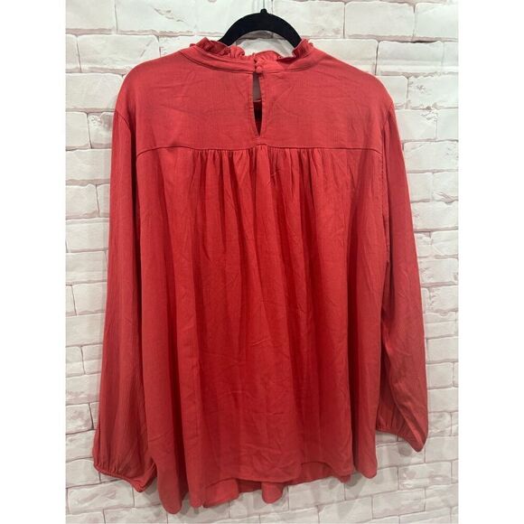 Torrid Womens Plus Size 1X Embroidered Long Sleeve Ruffle Mock Neck Top - Picture 8 of 9